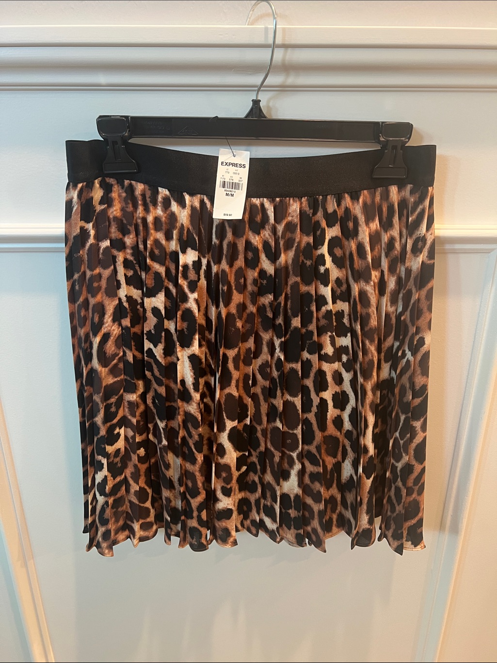 Express Leopard Print Pleated Mini Skirt - Brown/Black/Cream